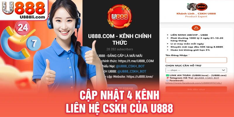 Cập nhật 4 kênh liên hệ CSKH của U888